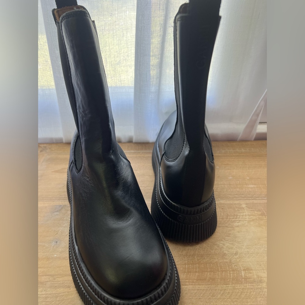 Ganni Creepers Chelsea Boots Size 40 In Black New - Picture 12 of 15